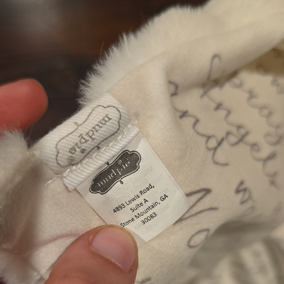 Mud Pie Cream Faux Fur Angel Bear Security Blanket Lovie - "Now I Lay Me Down To - Picture 5 of 5